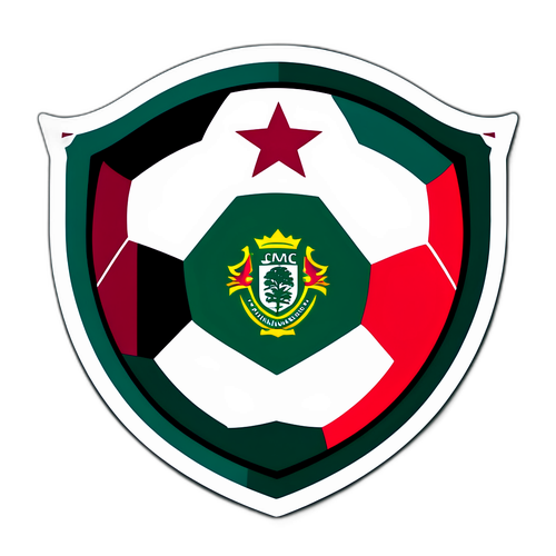 Sticker de un balón de fútbol con los colores y escudos de Fluminense y Maricá