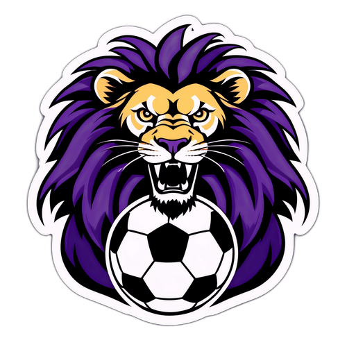 Huy hiệu Orlando City kết hợp với sư tử gầm và bóng đá