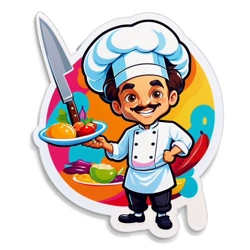 Chef cu cuțit și ingrediente delicioase