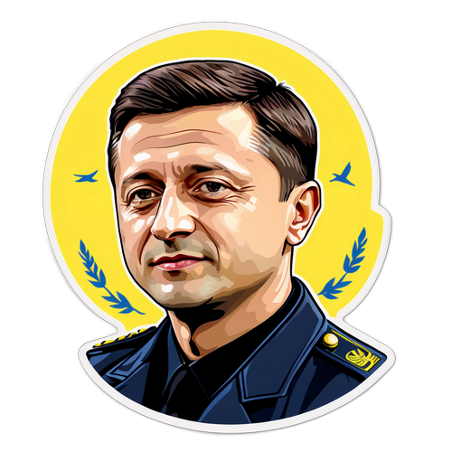 Aufkleber von Volodymyr Zelenskyy mit friedlichem Hintergrund
