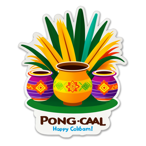 Sticker Perayaan Pongal Berwarna-warni