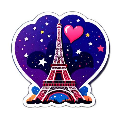 Romantische sticker van de Eiffeltoren