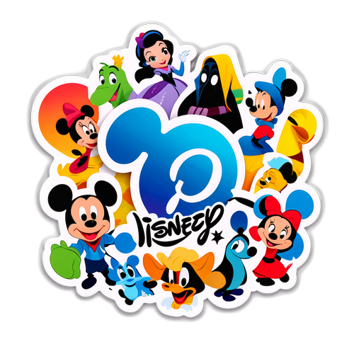 Autocolant cu logo Disney Plus și personaje iconice