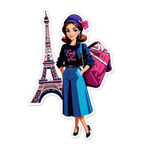 Experience Paris through Emily's Eyes: The Iconic Sticker Celebrating Fashion and Adventure!