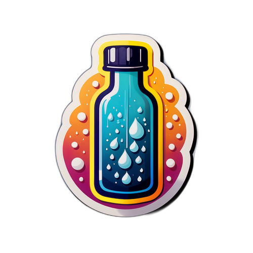 Une bouteille de médicament avec des gouttes lumineuses