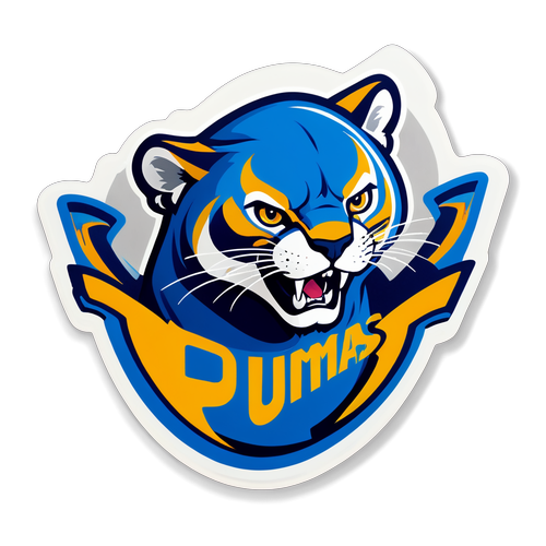 Sticker con el logo de Pumas y un fondo dinámico, con la frase '¡Vamos Pumas!' resaltada.