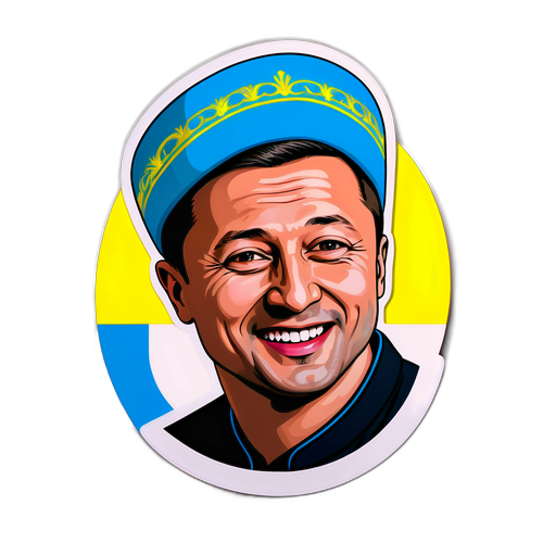 幽默结合乌克兰总统和新疆烤饼小伙子的贴纸