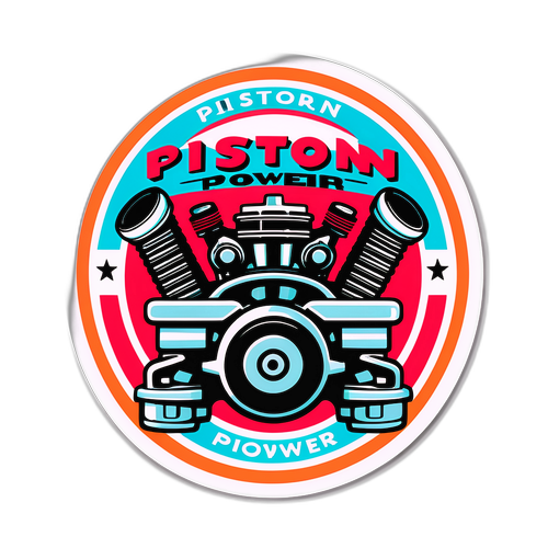 Retro-Style Piston Engine Part Sticker