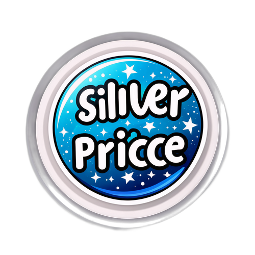 Nhãn dán thiết kế biểu tượng bạc với ánh sáng lấp lánh