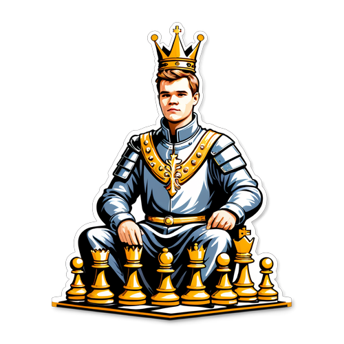 Magnus Carlsen som schackridå med krona