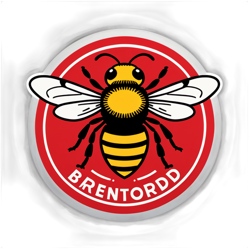 Kreativ klistremerke av Brentfords logo med en summende bie