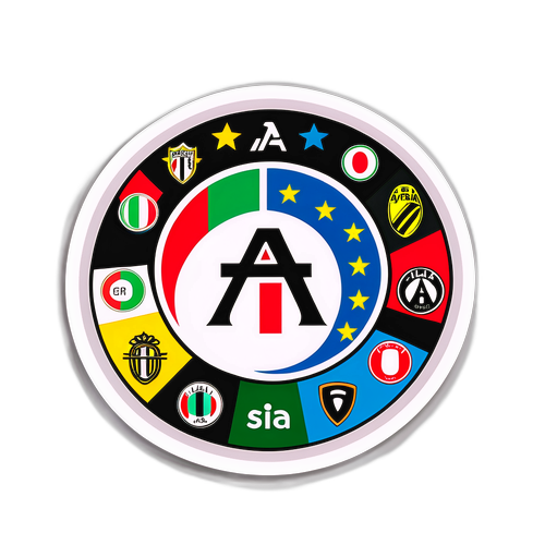 Sticker met het Serie A-logo en Italiaanse voetbaliconen