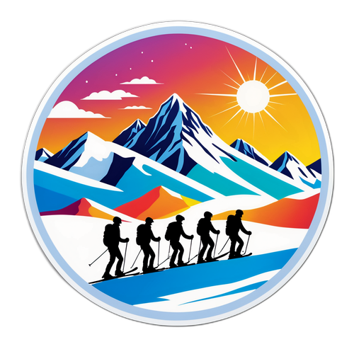 Livigno téli táj síelők siluettjeivel