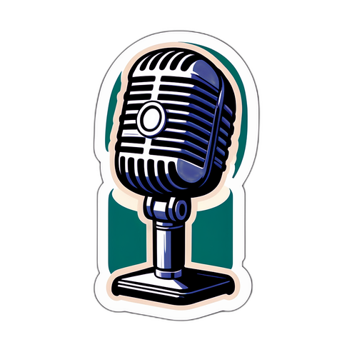 Microfone Vintage com Logo do Jornal Nacional