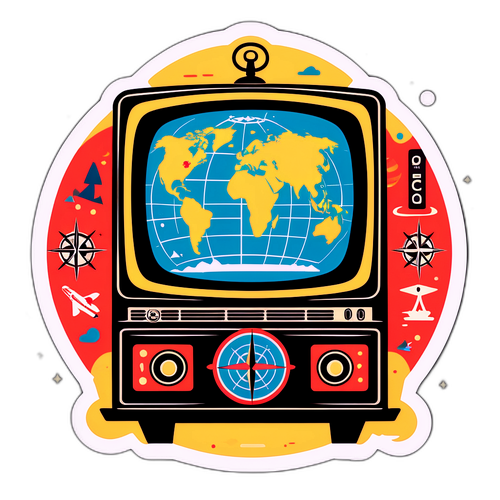 Retro Televisiescherm met Ontdekkingssymbolen
