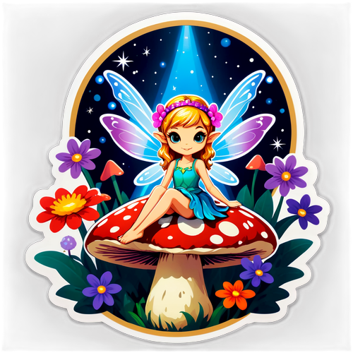 Magical Fairy on Mushroom Sticker