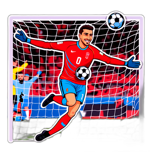 Caricatura del portero Muslera en posición de gol