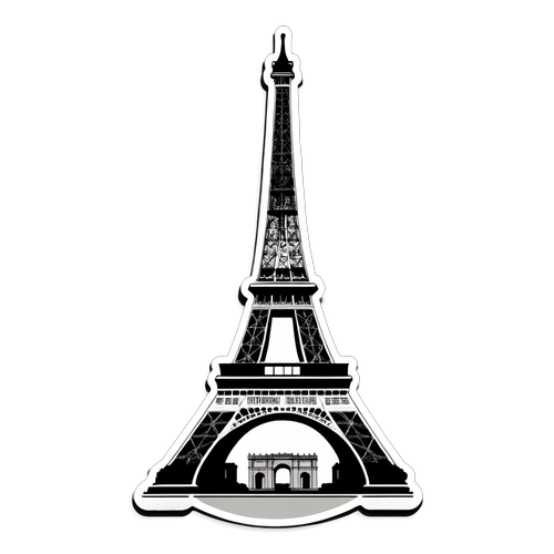 Minimalist Eiffel Tower Sticker with Government Buildings Backdrop