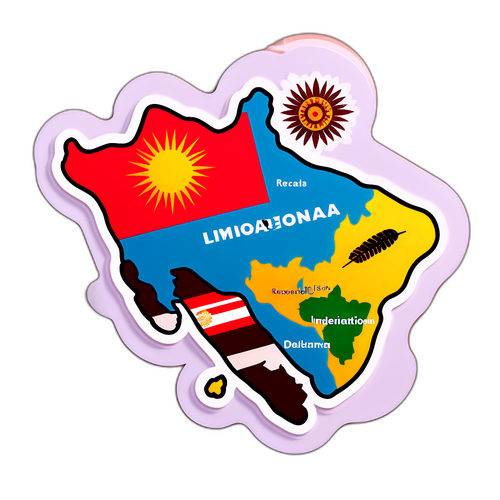 Sticker con un mapa de LATAM y representación de culturas indígenas