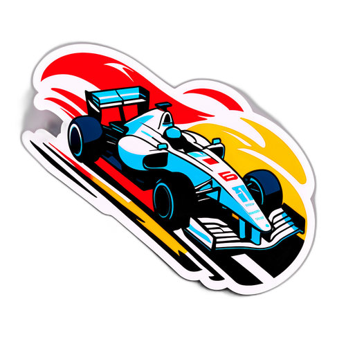 고속으로 달리는 F1 레이싱 차량 스티커