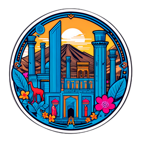 Iráni kulturális gazdagságot bemutató sticker