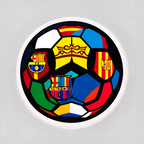 Diseño creativo de un sticker de fútbol con los colores de Mallorca y Barcelona