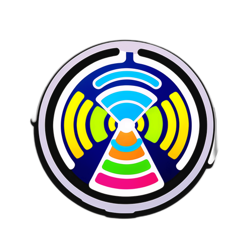 Kablosuz Sembolü ve İnternet Bağlantısı Çemberleri Sticker