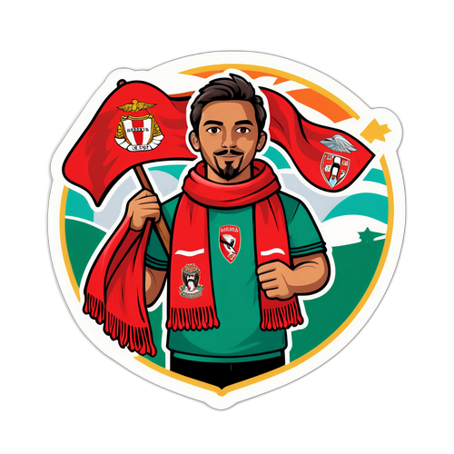 Stiker Penyokong Benfica dengan Skarf Besar