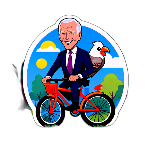 Tecknad version av Joe Biden på cykel