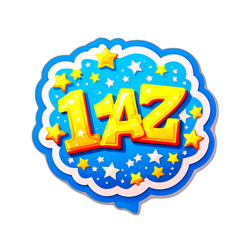 Speelse sticker met grote '14' en sterren
