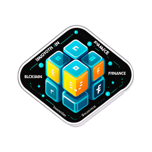 블록체인과 미래 금융 주제의 아트 스타일 스티커