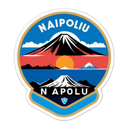Sticker Menarik Napoli dengan Gunung Vesuvius