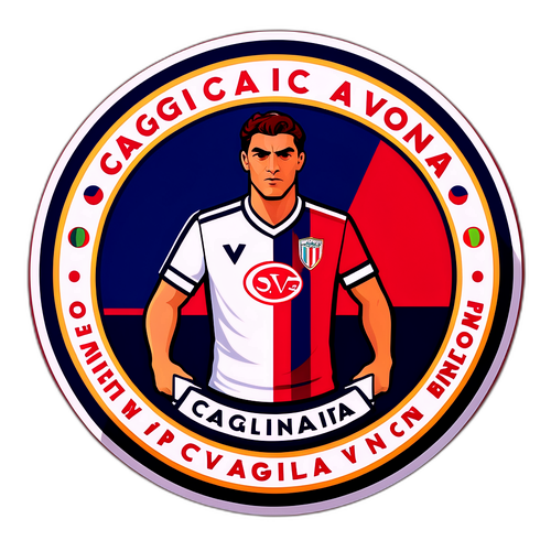 Retro-stílusú matrica a Cagliari–Verona mérkőzés hangulatával