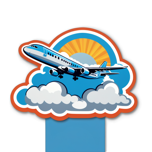 Illustration eines Flugzeugs mit dramatischen Wolken im Hintergrund