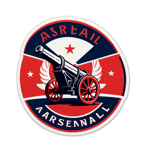 Fira Arsenal FC: En Vintage Sticker Med Kanon i Röd och Vit!