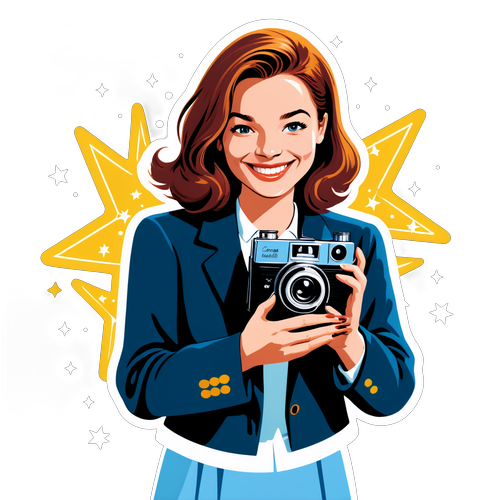 Emilie Dequenne met stralende lach en filmcamera