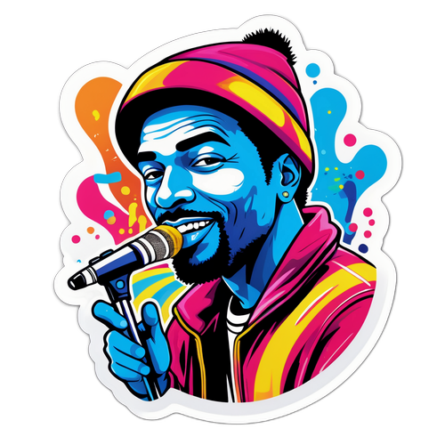 Fargerik gatekunstnerportrett