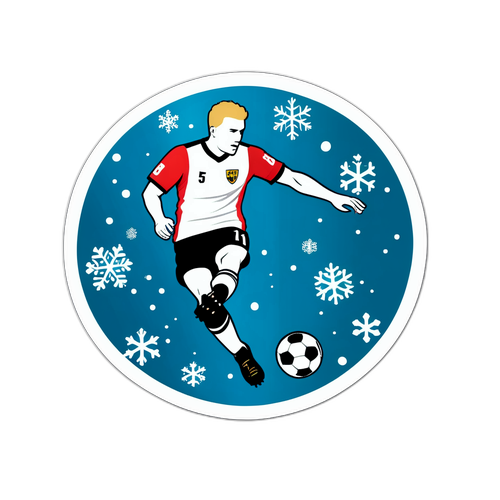 Stiker Sepak Bola di Tengah Hujan Salju