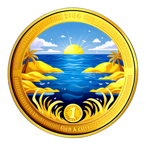 Thiết Kế Đồng Tiền Vàng Với Phông Nền Biển