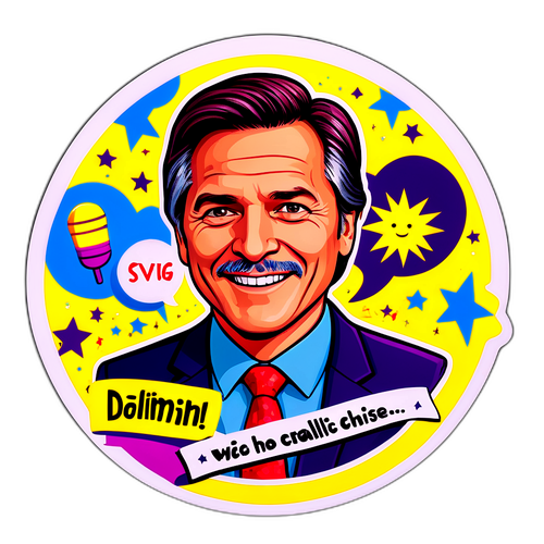 Sticker de Javier Milei en Estilo Cartoon