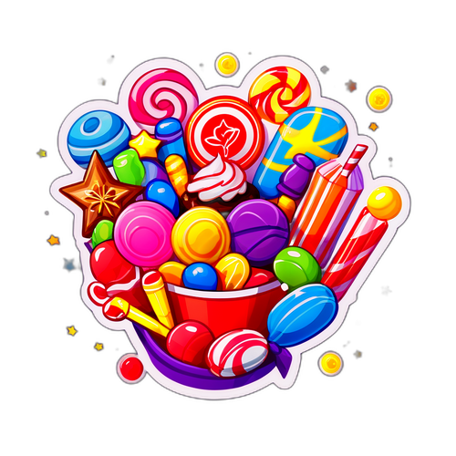 Наклейка с конфетами для празднования нового сезона чемпионата