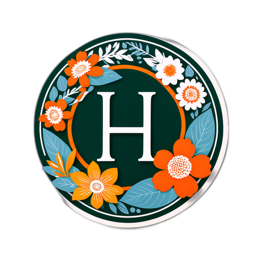 優雅的赫爾梅斯品牌標誌與自然花卉圖案的結合