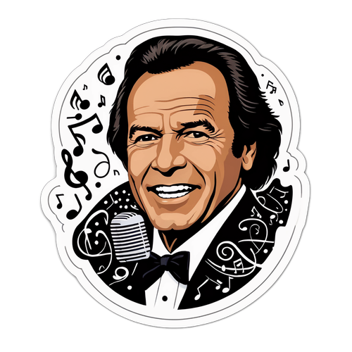 Aufkleber von Julio Iglesias mit musikalischen Noten