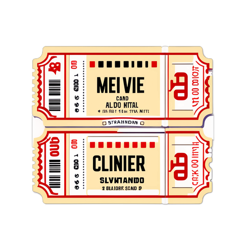 レトロスタイルの映画チケットアートステッカー