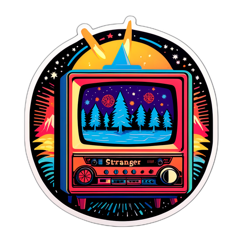Retro TV Stranger Things Klistremerke