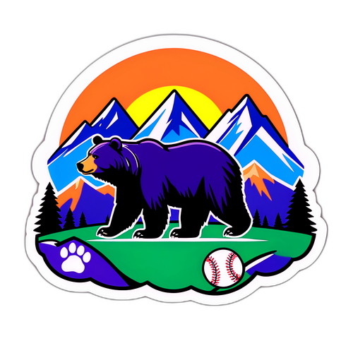 Bear and Rocky Mountain Baseball Sticker