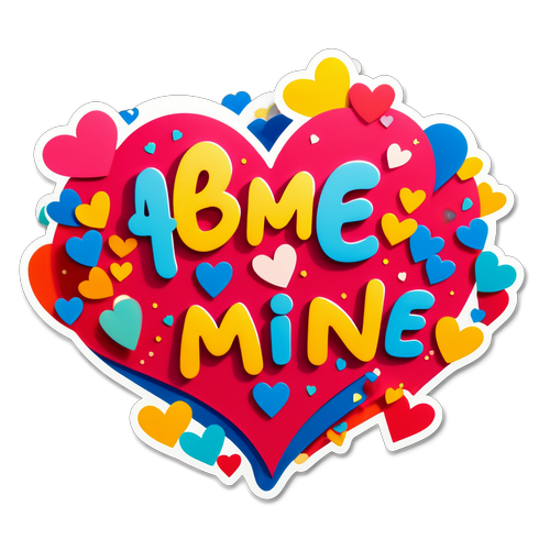 Gledelig 'Be Mine' design med hjerter og konfetti