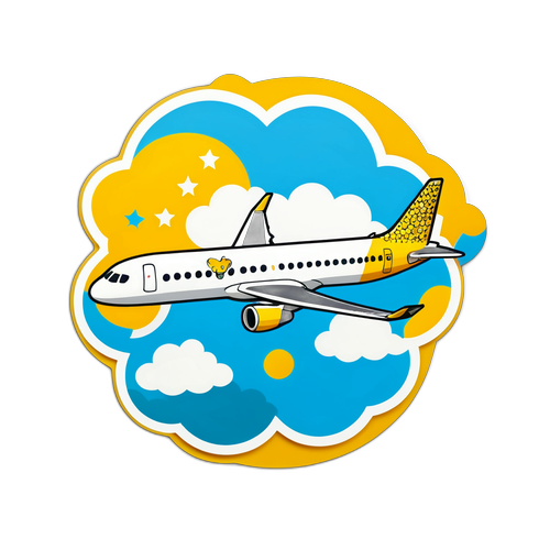 Legende fly sticker med eventyrlige skyer