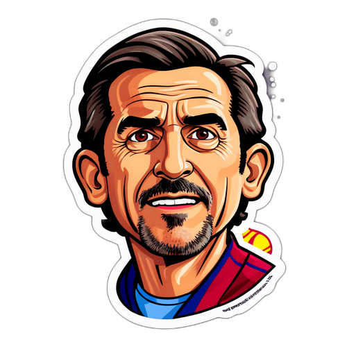 Karikatura trenéra Barcelony s vtipným popiskem