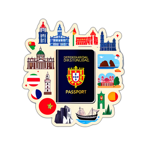דרכון פורטוגלי עם סמלים מפורסמים של פורטוגל
